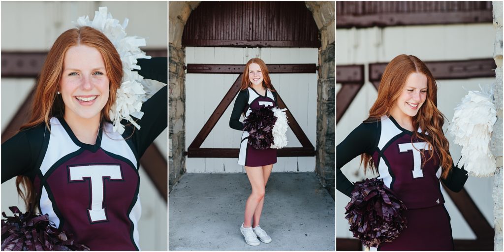tennessee high cheerleader standing at viking castle