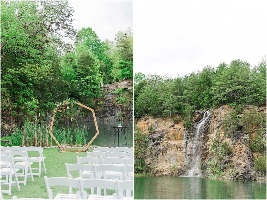 Ceremony and waterfall at Waterstone venue in johnson city tennessee