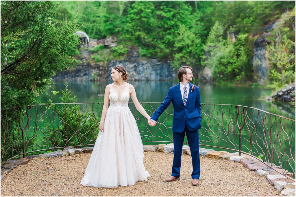 Couple looking away for picture at Waterstone wedding venue Johnson City TN