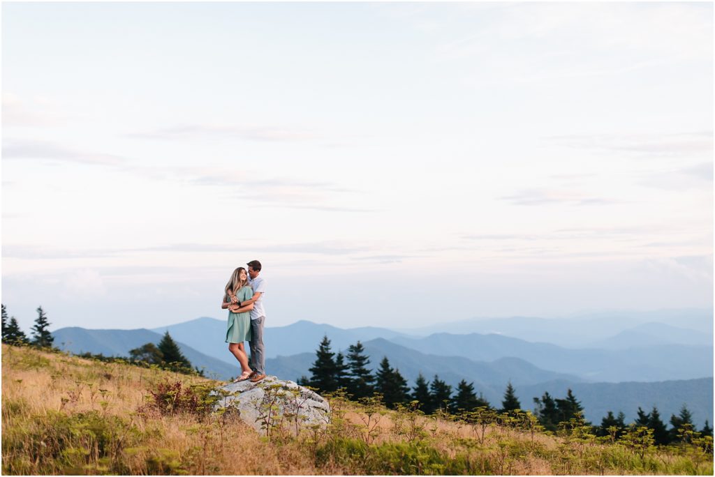 Beautiful Roan Mountain Engagement Session with Appalachian Mountains in the background