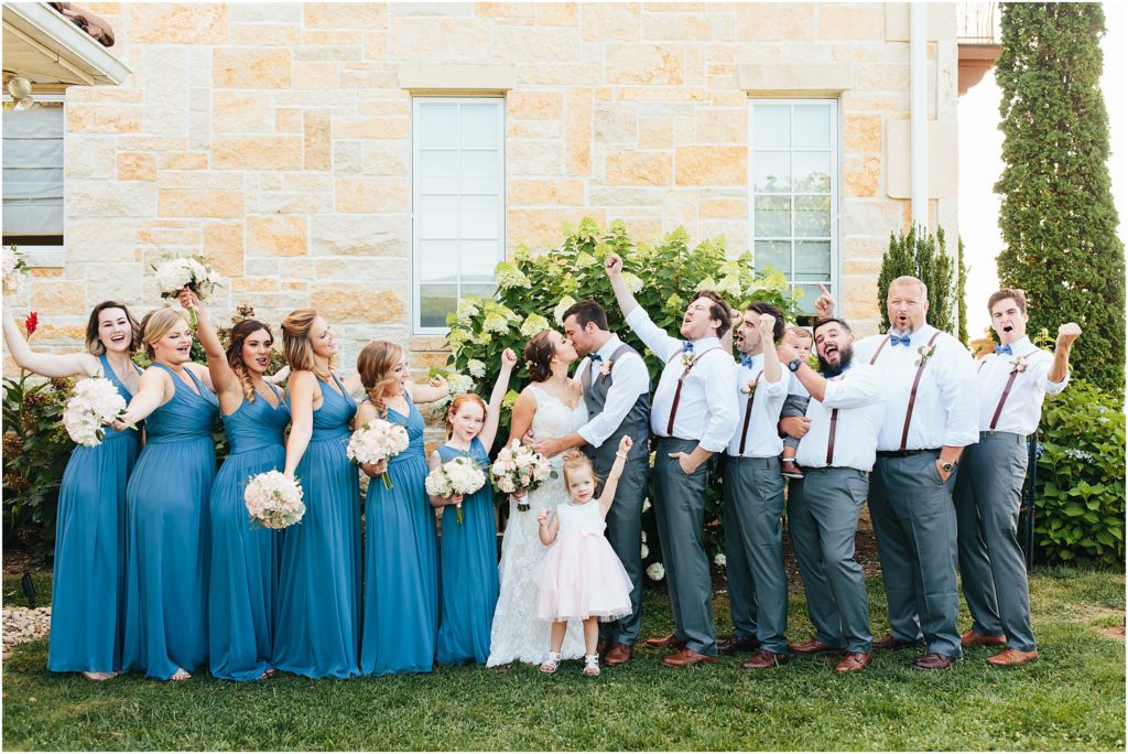 Bristol Virginia wedding photographer photographing bridal party cheering
