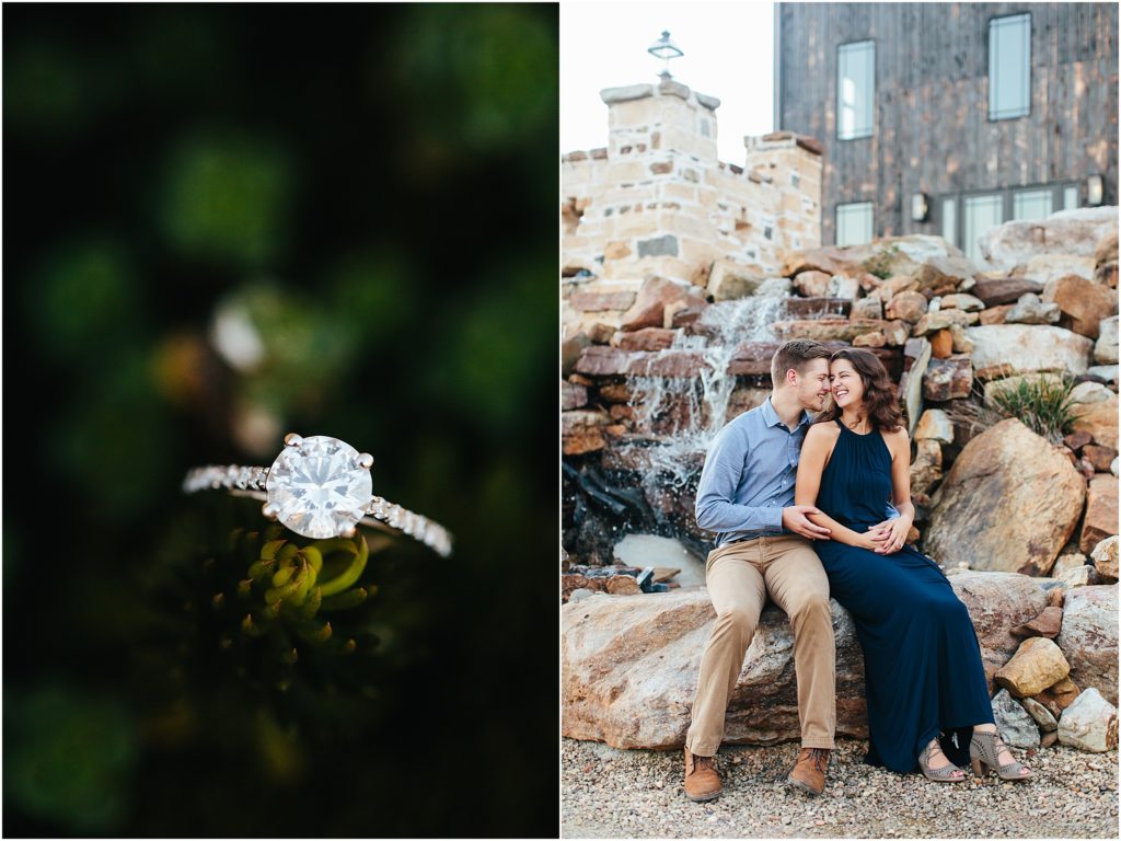 Hiltons Virginia wedding venue picture of ring on flower and ohio grist mill stone in background