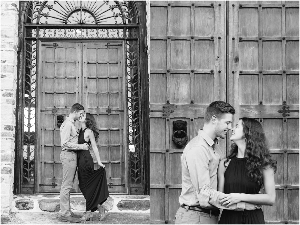 Crooked River Farm engagement pictures with ohio grist mill wooden doors in the background