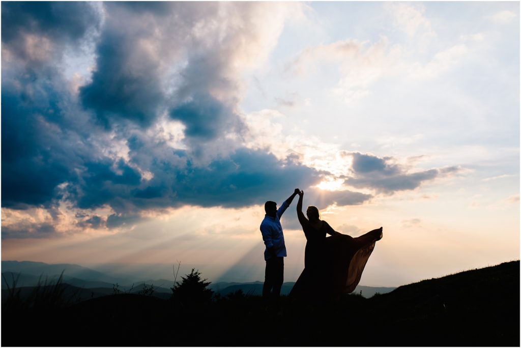 White Top Mountain Engagement Silhouette session with best Bristol Virginia wedding photographer