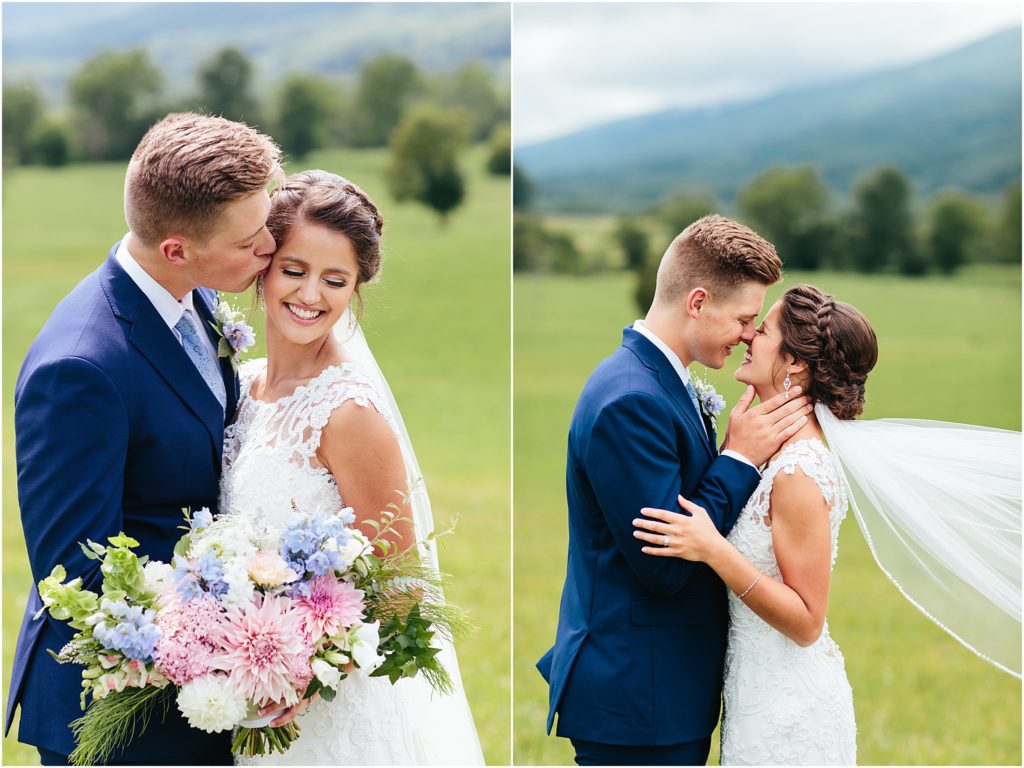 Bristol Virginia wedding photographer captures moment between husband and wife on wedding day at Crooked River Farm Wedding Venue Butler Tennessee