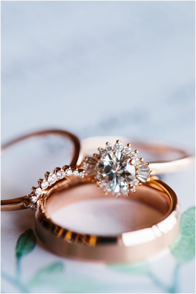 Photo of rose gold engagement and wedding ring photos from bristol tn photographer