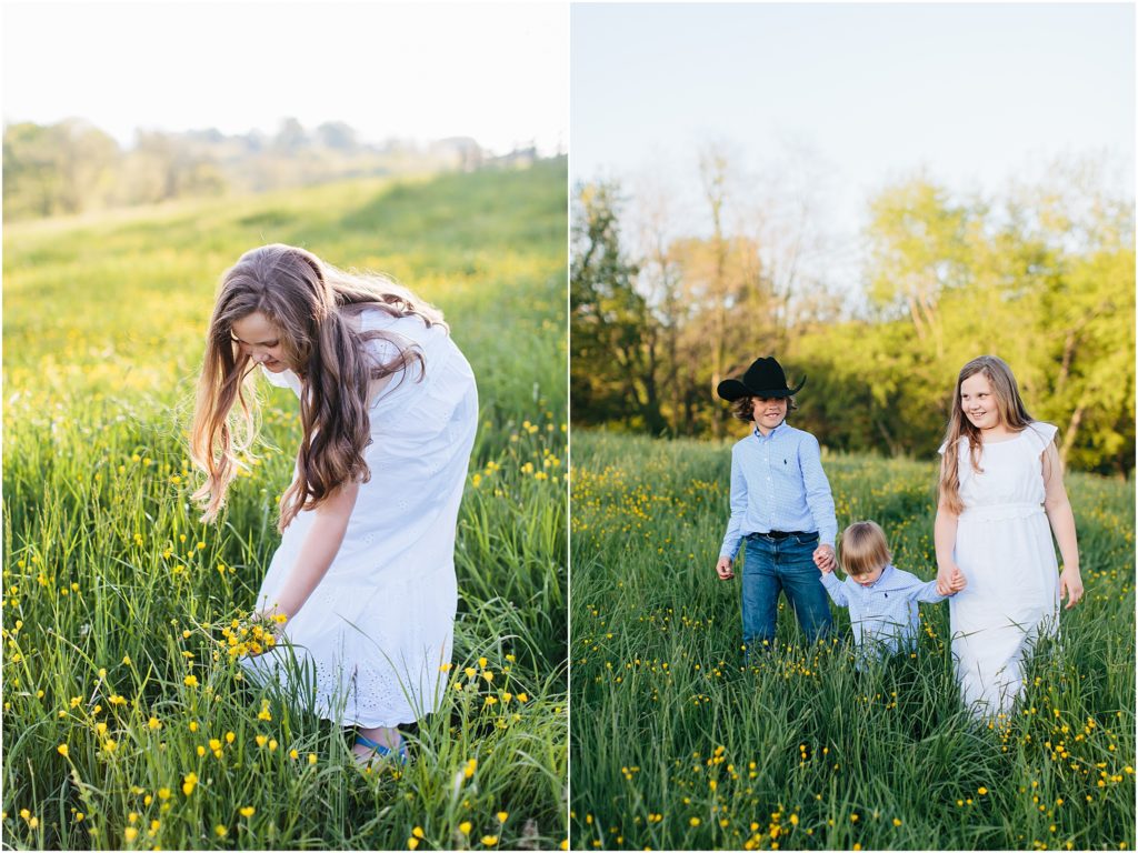 Abingdon Virginia family portraits playing in field