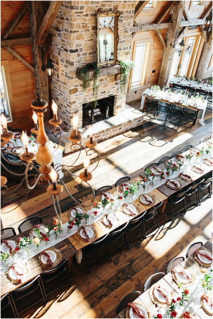 Reception decorated at crooked river wedding