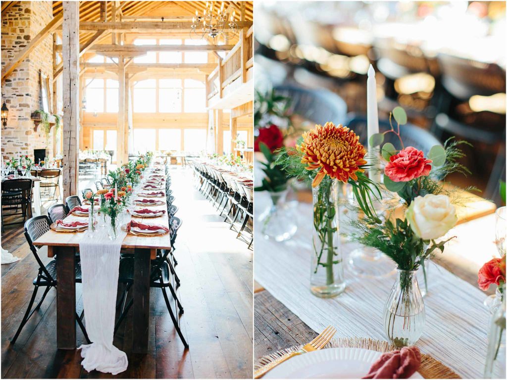Several details of reception at crooked river wedding venue
