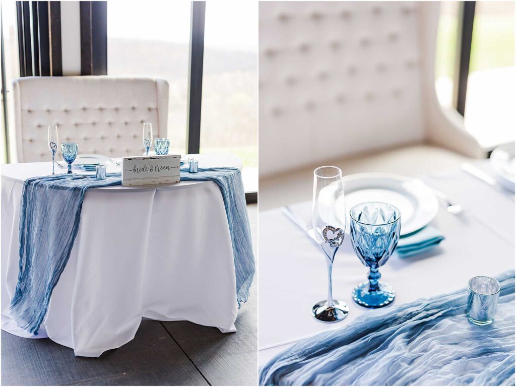 Details of reception setup at chateau wedding venue blountville tn